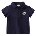 thumbnail image 1 of Staki Boys School Uniform Shirts Boys Button Down Shirt Tops Short Sleeve Collar Textured Tee Shirts 2-7Y(Navy,2-3 Years), 1 of 7