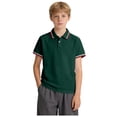 thumbnail image 1 of Staki Boys School Uniform Short Sleeve Polo Shirt Boys Polo Shirt - Classic Fit Polo - Collared Kids Boys Short Sleeve Uniform Shirts 1-10Y(Dark Green,5-6 Years), 1 of 8