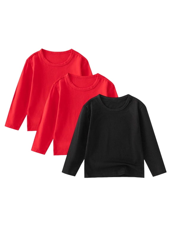 Boys Shirt Long Sleeve Boys' Soft Long Sleeve Shirt Breathable Crewneck Tee Comfortable Casual Top for Boys 1-12Y,8-10 Years