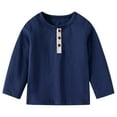 thumbnail image 1 of Staki Boys Shirts Toddler Boy Long Sleeve Shirts Casual Kids Cotton Crewneck Tee Tops Fall Winter T Shirt Boys(Navy,5-6 Years), 1 of 8