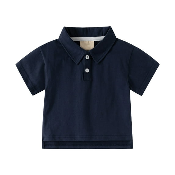 Staki Boys Short Sleeve Uniform Shirts Boys Polo Shirts Kids School Uniform Shirts Short Sleeve Boys Collared Shirts 1-8Y(Navy,5-6 Years)