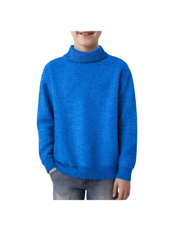 Boys Sweater Kids Turtleneck Pullover Sweater Kids Long Sleeve Sweaters Casual Knitted Sweaters for Boys Fall Winter Clothes(Sky Blue,4-5 Years)