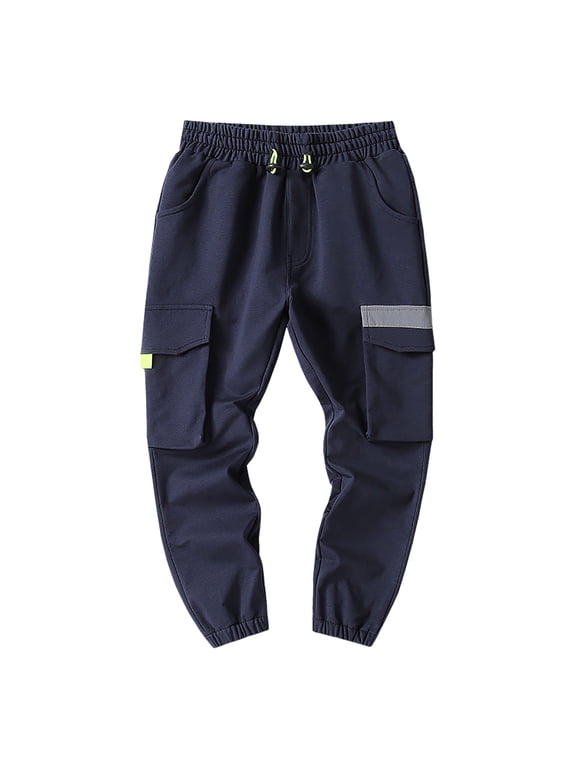 Boys Sweatpants Active Basic Jogger Pants Soft Everyday Athletic Build with Pockets Comfy Bottoms for School and Play(Blue,4-5 Years)