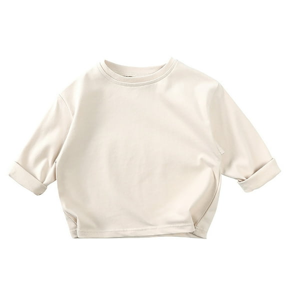 Staki Boys Tops for School Kid's Long-Sleeve T-Shirt Boys Tops for Fall(White,3-4 Years)