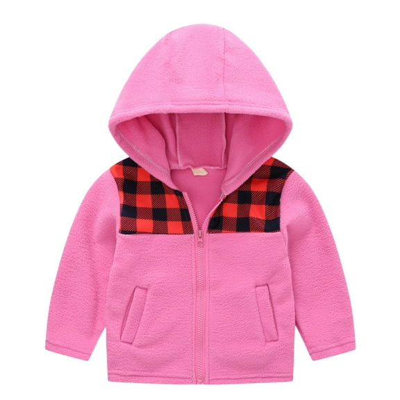 Staki Boys Winter Coat Boys Jacket - Lightweight Polar Fleece Lined Water and Wind Resistant Hooded Zip Up Jacket for Boys(Hot Pink,4-5 Years)
