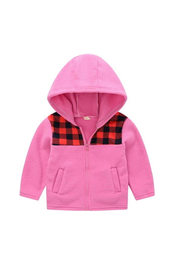 Boys Winter Coat Boys Jacket - Lightweight Polar Fleece Lined Water and Wind Resistant Hooded Zip Up Jacket for Boys(Hot Pink,4-5 Years)