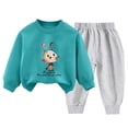 thumbnail image 1 of Staki Boys Winter Flannel Toddler Baby Boy Outfit Embroidery Long Sleeve Sweatshirt and Pants Set 2-5T 6-12Y(Sky Blue,10-12 Years), 1 of 8