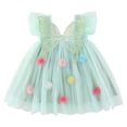 thumbnail image 1 of Staki Butterfly Dress Girl's Dresses Cotton Ruffle Sleeve Tiered Swing A-Line Cute Midi Casual Sundress(Light Green,2-3 Years), 1 of 9
