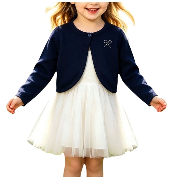 Staki Cardigan for Girls Adorable Girls' Long Sleeve Open Front Cardigan Perfect for Layering 1-14Y,7-8 Years