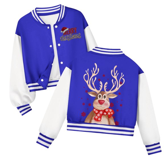 Staki Christmas Coat for Kids Girls Toddler Girls Fleece Jackets Cotton Hoodie Sweatshirt Fall Winter Coat Warm jacket(Blue,9-10 Years)
