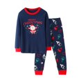 thumbnail image 1 of Staki Christmas Fleece Pullover Sweatshirt and Jogger Pants Outfit Set Toddler to Big Kid Baby Girl Christmas Clothes(Navy,5-6 Years), 1 of 4