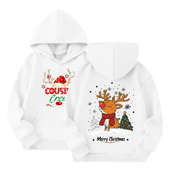 Staki Christmas Hoodies Toddler Girls Hoodies Kids Pullover hoodie Casual Hoodies hoodies Long Sleeve Shirts Tops(White,11-12 Years)