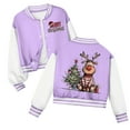 thumbnail image 1 of Staki Christmas Long Cardigan Jacket Kid Kids Baseball Jacket Long Sleeve Chritmas Varsity Jackets for Boys and Girls Buttons Coat(Purple,5-6 Years), 1 of 7