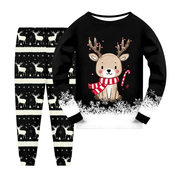 Staki Christmas Outfit Toddler Girl Girl Santa Embroidered Sweatshirt Pullover Winter Holiday Clothing Christmas Vacation Baby Outfit(Black,2-3 Years)