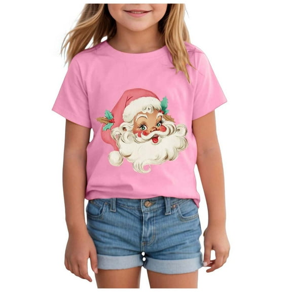 Staki Christmas Shirts Toddler Boy Girls Merry Chirstmas T-Shirt Xmas Lights Tee Tops Christmas Clothes For Girls(Pink,13-14 Years)