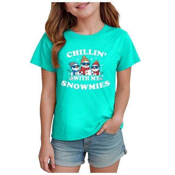 Staki Christmas Shirts Toddler Boy Girls Merry Chirstmas T-Shirt Xmas Lights Tee Tops Reindeer Outfit(Mint Green,7-8 Years)