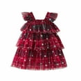 thumbnail image 1 of Staki Christmas Tutu Girls Toddler Baby Girl Christmas Outfits - Sleeveless Dresses Star Heart Red Pink Kids Clothes(Brick Red,5-6 Years), 1 of 8