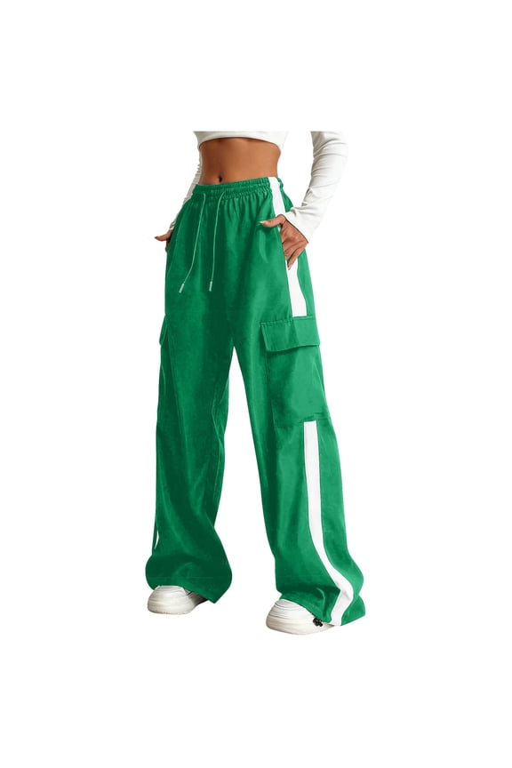 Clothes For Teens Girls Cargo Pants Elastic Waist Baggy Joggers Sweatpants Loose Casual Trousers with Pockets for Girl(Green,11-12 Years)