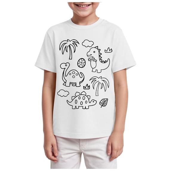 Staki Cool Shirts for Teen Boys Toddler Boys' Short Sleeve Tees Cotton Casual Graphic Crewneck Summer Top Clothes T-Shirts 2-9Y 10-14Y(White,3-4 Years)