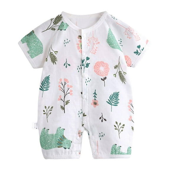 Staki Cotton Baby Boy Rompers Short Sleeve Toddler Romper,Breathable Spring/Summer Clothes Baby Overalls Boy 1-18M(Light Purple,6-9 Months)