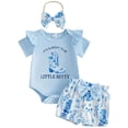 thumbnail image 1 of Staki Cotton Baby Girl Clothes Newborn Baby Girl Summer Clothes Infant Girl Outfits Ruffle Top and Bloomers Shorts Set Cute Baby Girl Outfit 6M 9M 12M Sky Blue,12-18 Months, 1 of 6