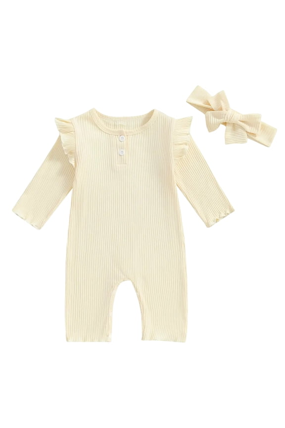 Cute Baby Girl Clothes Baby Girl Clothes Fall Winter Outfits Infant Jumpsuit Romper Outfit(Beige,0-3 Months)
