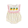 thumbnail image 1 of Staki Cute Smocked Bubble Romper Baby Girl Clothes Gingham Embroidery Rompers Baby Girl Outfit 0-18M(Yellow,6-12 Months), 1 of 5