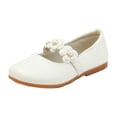 thumbnail image 1 of Staki Dress Shoes for Girls Girls Dress Shoes Patent Ballerina Flats Toddler Little Big Kid Mary Jane Low Heels Shoes(White,1.5 Big Kid), 1 of 6