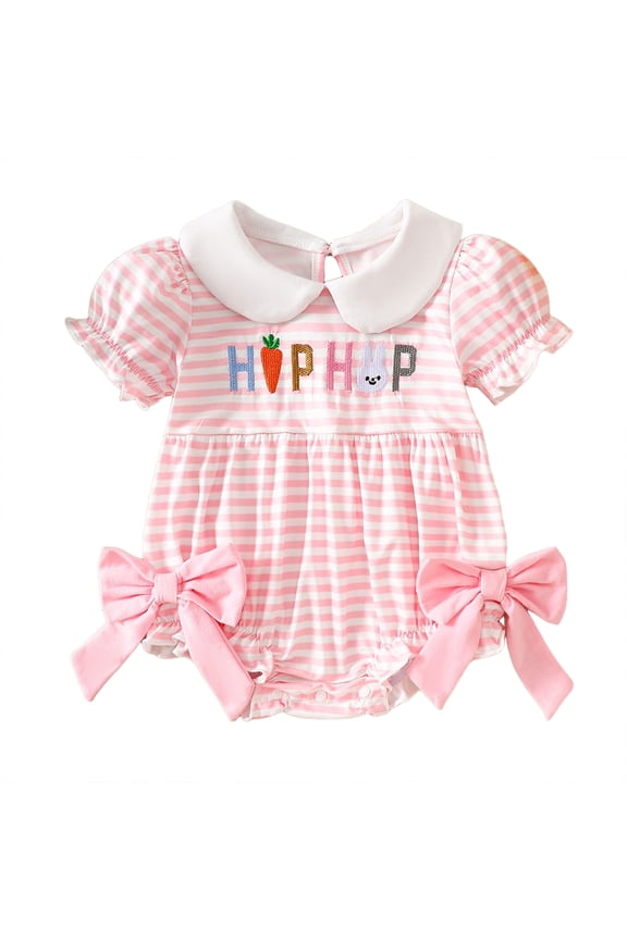 Easter BabyGirl Outfit Chick Overalls Sleeveless Bubble Romper Infant Clothes Girls Baby Girl Easter Dress 0-18M(Pink,12-18 Months)