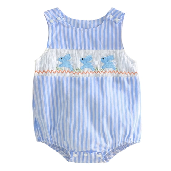 Staki Easter BabyGirl Outfit Chick Overalls Sleeveless Bubble Romper Infant Clothes Girls Easter Outfits 0-18M(Blue,3-6 Months)