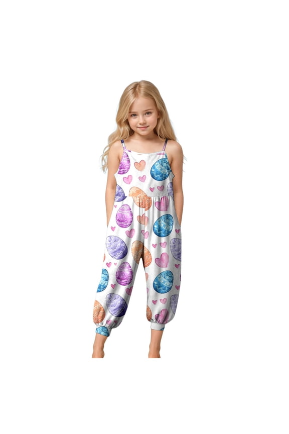 Easter Overalls Toddler Baby Girl Easter Outfit Bunny Suspender Romper Jumpsuit Overalls Pants Leggings Summer Clothes 1-10Y(Light Purple,1-2 Years)