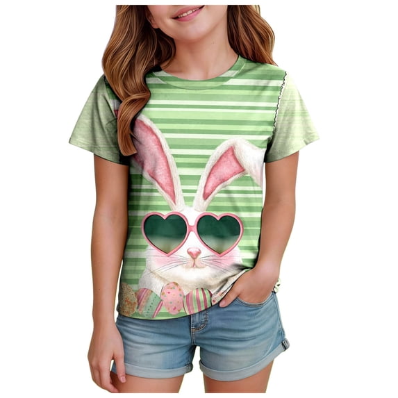Staki Easter-Themed Clothes for Kids Easter Bunny Shirt for Toddler Boys Girls Kids Eggs-Track Tees Eggs Tractor T-Shirts 1-9Y 10-13Y(Light Green,6-7 Years)