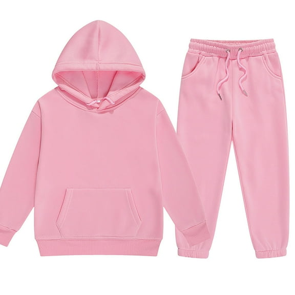 Staki Fall Clothes Boy Toddler Boy Long Sleeve Hoodie Solid Color Top Sweatpants 3 Pieces Outfits(Pink,4-5 Years)