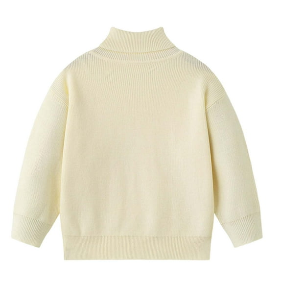 Staki Fall Long Sleeve Shirts Boys Cotton Crew-Neck Sweaters Long Sleeve Pullover Knit Sweater (White,5-6 Years)