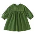 thumbnail image 1 of Staki Fall Toddler Dress Toddler Girl Cotton Linen Dress Long Sleeve Ruffle Fall Dress Kids Dresses Casual Clothes(Green,12-18 Months), 1 of 7