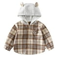 thumbnail image 1 of Staki Flannel Jacket for Boys Boys Flannel Shirts Plaid Hoodie: Button Down Long Sleeve Shirt Fall Winter Fashion Lightweight Hooded Jacket Coats 3-6M,12-24M,2T,3T,4T,5T,6Y(Coffee,1-2 Years), 1 of 9