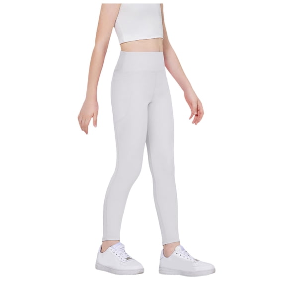 Staki Flare Leggings Girls Flare Leggings Kids Bell Bottom High Waisted Dance Yoga Flared Pants 5-10Y(White,6-7 Years)