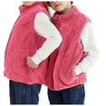 thumbnail image 1 of Staki Fleece Vest Girls Fleece Vest Kids Fall Winter Fuzzy Outerwear Jacket with Pockets(Hot Pink,5-7 Years), 1 of 5
