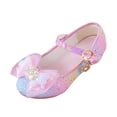 thumbnail image 1 of Staki Flower Girl Shoes Toddler Girl's Bow Mary Jane Dress Shoes Ballet Princess Flats with Rhinestone Strap for Party Wedding School Kid Pink,11.5 Little Kid, 1 of 9