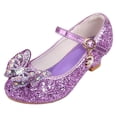 thumbnail image 1 of Staki Flower Girl Shoes Toddler Girls Dress Shoes Girl Closed Toe Cross Strap Wedding Party Mary Jane Little Big Kid Purple,3.5 Big Kid, 1 of 9