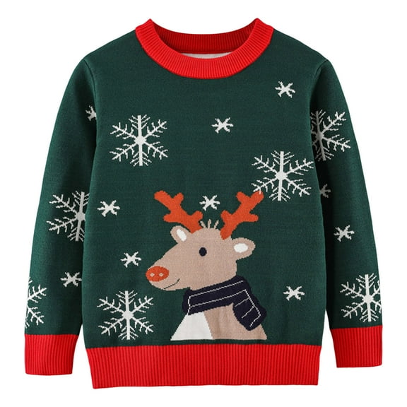 Staki Funny Christmas Sweaters Toddler Boys Christmas Sweatshirts Boys Xmas Clothing Kids Long Sleeve Cotton Pullover Tops for Holiday Party(Green,2-3 Years)