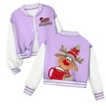 thumbnail image 1 of Staki Girl Christmas Hoodie Girl's Christmas Jacket Button Down Long Sleeve Preppy Outerwear(Purple,11-12 Years), 1 of 7