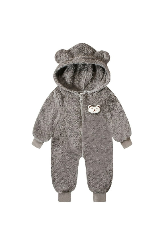 Girl Clothes Baby Girl Clothes Girl Fall Winter One-Piece Romper(Grey,6-12 Months)