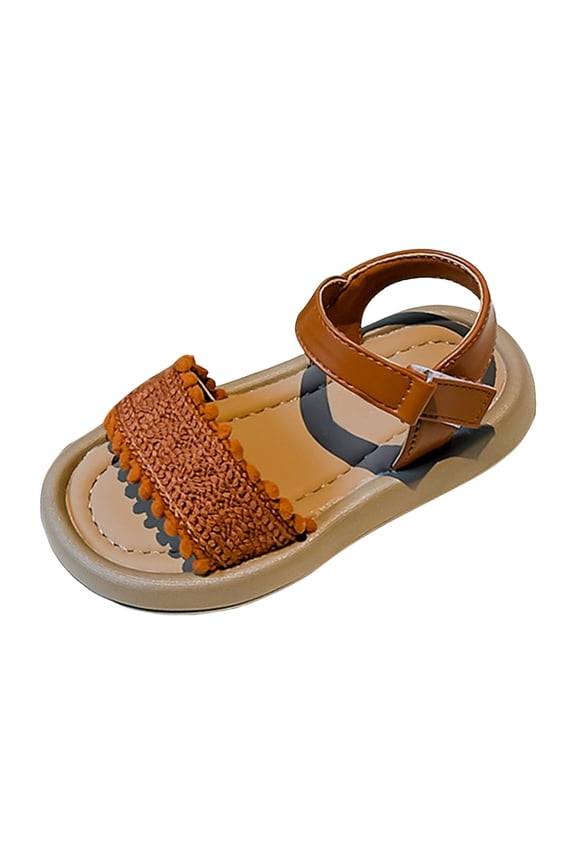 Girl Dress Shoes Kids Double Buckle Sandals Boys Girls Adjustable Back Strap Summer Beach Pool Sandal(Brown,9 Toddler)