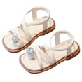 thumbnail image 1 of Staki Girl Dress Shoes Toddler Girls Buckle Sandals Comfort Open Toe Sandal with Adjustable Back Strap(Beige,1 Big Kid), 1 of 9