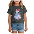 thumbnail image 1 of Staki Girl Fall Outfits Halloween Shirts for Girls T-Shirt Kid Season Outfit Short Sleeve Tees Fall Tops(Gray,4-5 Years), 1 of 5