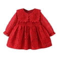 thumbnail image 1 of Staki Girl Long Sleeve Dress Girls Dress Kids Crew Neck Long Sleeve Cute Fall Winter Dresses for Toddler Girls(Red,3-4 Years), 1 of 9
