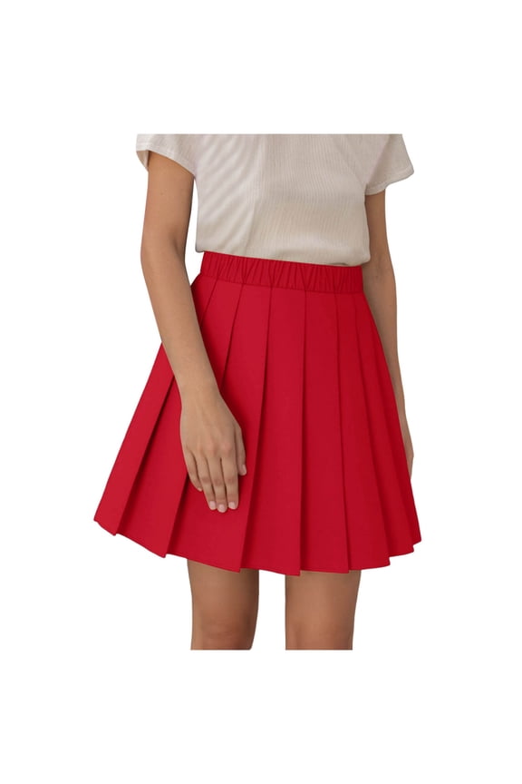 Girl Skirt Girls Pleated Skirt High Waist Athletic Tennis School Uniform Skirts 2-9Y 10-18Y(Red,16-17 Years)