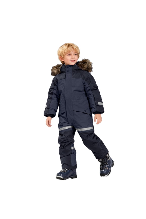 Girl Snowsuit Girls One Piece Snowsuits Kids Fleece-Lined Waterproof Ski Suits Coveralls 4-9Y 10-14Y(Black,10-11 Years)