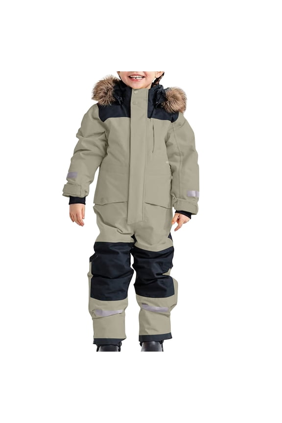 Girl Snowsuit Kids Snow Pants Girls Snow Bibs Waterproof Insulated Overalls Winter Windproof Snowsuit Warm Snowboard Pants 6-12M,18-24M,3-5T,6-10Y,11-14Y(Khaki,7-8 Years)